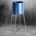 Metalowa osłonka na donicę na stojaku - 31 x 31 x 52 cm - niebieski 3