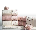 Ręcznik z haftowana bordiurą i pasmanterią - 50 x 90 cm - różowy 6
