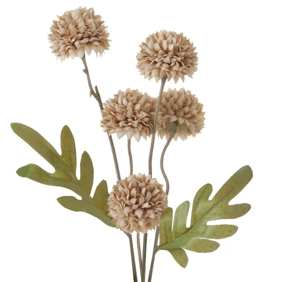 CHRYZANTEMA  kwiat sztuczny dekoracyjny z płatkami z jedwabistej tkaniny - 52 cm - beżowy
