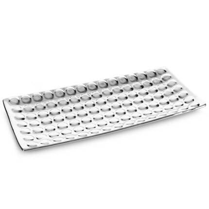 Patera dekoracyjna LEONA z trójwymiarowym wzorem 31 x 13 x 3 cm srebrny