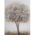 Obraz TREE 1 ręcznie malowany z kryształkami oraz srebrzystymi akcentami - 50 x 70 cm - biały 1