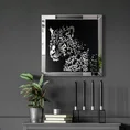 Dekoracja ścienna TELA 2 w stylu glamour z efektem 3D z elementami lustra i kryształów, głowa pantery - 60 x 3 x 60 cm - srebrny 4