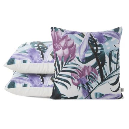DESIGN 91 Poszewka MALIBU z mikrofibry z nadrukiem egzotycznych liści i kwiatów DESIGN 91 Poszewka MALIBU z mikrofibry z nadrukiem egzotycznych liści i kwiatów - 40 x 40 cm