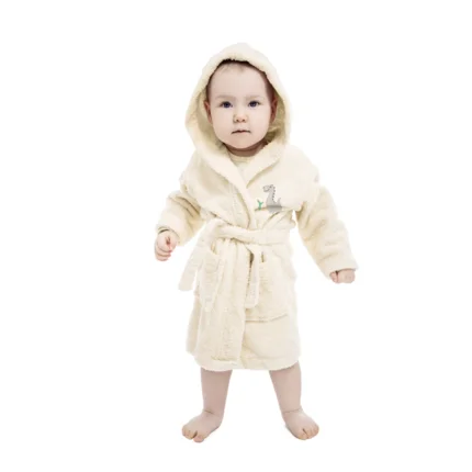 Szlafrok dziecięcy BABY z aplikacją z dinozaurem Szlafrok dziecięcy BABY z aplikacją z dinozaurem - 35 x 60 cm