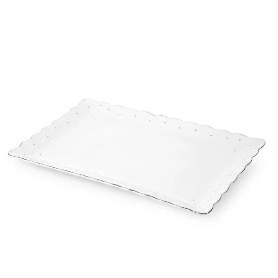 Patera ceramiczna MELRLIN o geometrycznym kształcie + 6 talerzy - 24 x 35 x 3 cm - biały