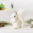 Figurka świąteczna Wiewiórka trzymająca szyszkę z akcentami złota - 10 x 6 x 10 cm - biały 1