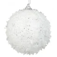 Bombka choinkowa oprószona sztucznym śniegiem i brokatem - ∅ 10 cm - biały 2