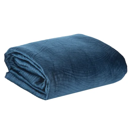 Narzuta z welwetu pikowana metodą tradycyjnego szycia w falujący wzór Narzuta z welwetu pikowana metodą tradycyjnego szycia w falujący wzór - 170 x 210 cm