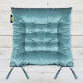 Dwustronna welwetowa poduszka siedziskowa na krzesło z szesnastoma pikowaniami, gramatura 260 g/m2 - 40 x 40 x 6 cm - turkusowy 1