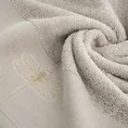 Ręcznik z błyszczącym haftem w kształcie ważki na szenilowej bordiurze - 50 x 90 cm - beżowy 5