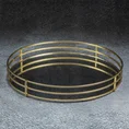 Okrągła taca dekoracyjna PATI 2 z lustrzanym blatem i metalowym obrzeżem w stylu art deco, złota - ∅ 30 x 5 cm - złoty 1