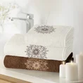 Zestaw upominkowy ROSETTE 3 szt ręczników z haftem z motywem rozety w kartonowym opakowaniu na prezent - 56 x 36 x 7 cm - biały 4