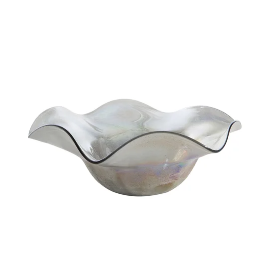 Misa MASON ręcznie wykonana ze szkła artystycznego z perłową poświatą - ∅ 32 x 10 cm - srebrny