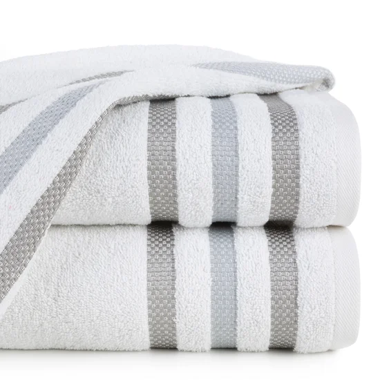 EUROFIRANY CLASSIC Ręcznik bawełniany GRACJA z ozdobną bordiurą w pasy - 30 x 50 cm - biały
