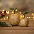 Figurka świąteczna z naturalnego drewna w kształcie jabłka zdobiona błyszczącymi koralikami - ∅ 6 x 11 cm - brązowy 2