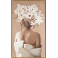 Obraz EMMA 2 kobieta w nakryciu głowy z kwiatów ręcznie malowany na płótnie - 60 x 100 cm - beżowy 1