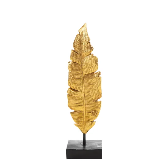 Egzotyczny liść figurka ceramiczna złota - 8 x 5 x 30 cm - złoty
