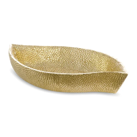 Patera dekoracyjna złota w formie łódki - 31 x 17 x 4 cm - złoty