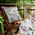 Poszewka GARDEN na taras oraz balkon z tkaniny wodoodpornej zdobiona nadrukiem kwiatów i frędzli - 45 x 45 cm - biały 1
