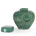 Pojemnik HARIET z ceramiki z ażurowym wzorem - ∅ 18 x 20 cm - zielony 1