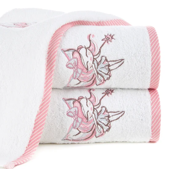 Ręcznik z bawełny BABY dla dzieci z naszywaną aplikacją z wróżką - 50 x 90 cm - biały