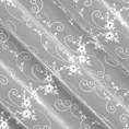 Tkanina firanowa matowa mikrosiateczka z kwiatowym haftem i ażurem - 300 cm - biały 5