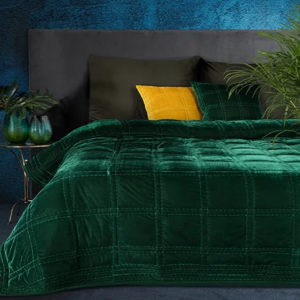 EUROFIRANY PREMIUM narzuta KRISTIN z welwetu podwójnie przeszywana w geometryczny wzór EUROFIRANY PREMIUM narzuta KRISTIN z welwetu podwójnie przeszywana w geometryczny wzór - 170 x 210 cm