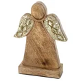 Figurka drewniany ANIOŁEK z skrzydłami zdobionymi błyszczącymi cyrkoniami oraz lśniącym brokatem - 16 x 5 x 21 cm - brązowy 3