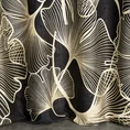 Zasłona VENUS z tkaniny szenilowej z nadrukiem z motywem liści miłorzębu - 140 x 250 cm - czarny 3