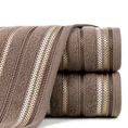 Ręcznik LIVIA  z kolorowymi paskami tkanymi we wzór jodełki - 30 x 50 cm - jasnobrązowy 1
