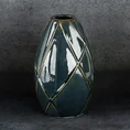 Wazon ceramiczny TEO z nowoczesnym wypukłym wzorem - ∅ 12 x 20 cm - turkusowy 1