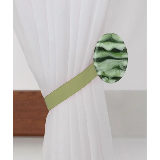 Upinacz dekoracyjny do firan i zasłon z magnesem - 15 cm - zielony