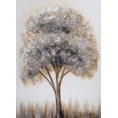 Obraz TREE 2 ręcznie malowany na płótnie z kryształkami i srebrzystymi akcentami - 50 x 70 cm - biały 1