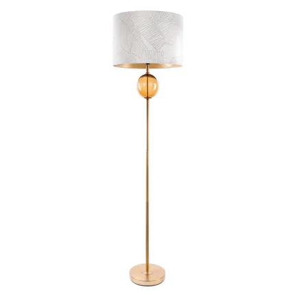 LIMITED COLLECTION Lampa stojąca LUNA 2 z podstawą łączącą szkło i metal oraz welwetowy abażur LIMITED COLLECTION Lampa stojąca LUNA 2 z podstawą łączącą szkło i metal oraz welwetowy abażur - ∅ 46 x 157 cm