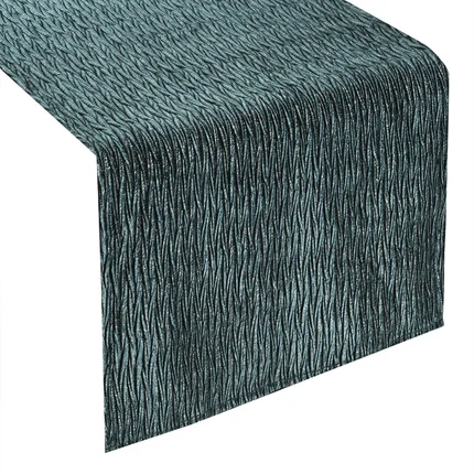DIVA LINE welwetowy bieżnik ALINE z marszczeniem oraz srebrnym nadrukiem DIVA LINE welwetowy bieżnik ALINE z marszczeniem oraz srebrnym nadrukiem - 40 x 140 cm