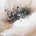 Obraz BLOOM ręcznie malowane na płótnie kwiaty z aplikacją zdobione kryształkami - 70 x 100 cm - biały 2