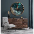 Dekoracyjny zegar ścienny w stylu nowoczesnym ze szkła i metalu - 60 x 5 x 60 cm - turkusowy 8