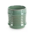 Donica ceramiczna SAMI minimalistyczna, o kształcie walca ze żłobieniami - ∅ 11 x 11 cm - zielony 2