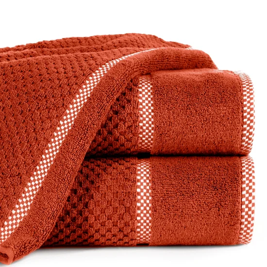 EUROFIRANY PREMIUM Ręcznik CALEB z bawełny frotte o strukturze drobnej krateczki - 50 x 90 cm - pomarańczowy
