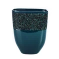 Wazon ceramiczny w nowoczesnym stylu zdobiony drobnymi lśniącymi kryształkami - 23 x 9 x 10 cm - granatowy 1
