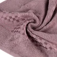 Ręcznik BAMBO02 w kolorze liliowym, z domieszką włókien bambusowych, z ozdobną bordiurą z geometrycznym wzorem - 50 x 90 cm - liliowy 2