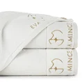 EVA MINGE Ręcznik GAJA z bawełny frotte z welwetową bordiurą i haftem z logo kolekcji - 30 x 50 cm - kremowy 1