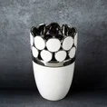 Wazon ceramiczny EMELIA zdobiony ażurowym wzorem w geometryczne kółka podkreślone srebrnym odcieniem - ∅ 14 x 23 cm - biały 1