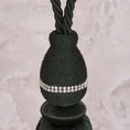 Dekoracyjny sznur do upięć z chwostem zdobiony drobnymi kryształkami - 75 cm - butelkowy zielony 3