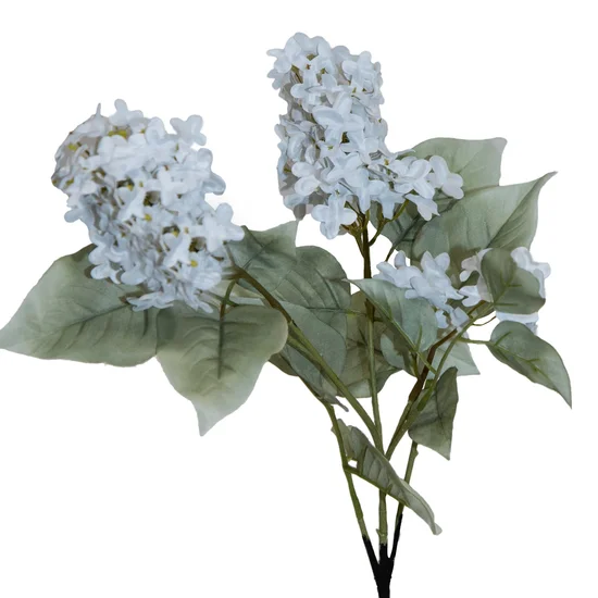 BEZ - LILAK gałązka, kwiat sztuczny dekoracyjny - dł. 77 cm dł. z kwiatami 20 cm dł. kwiat 13 cm - biały