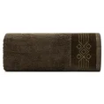 Ręcznik KAMELA bawełniany z bordiurą z geometrycznym ornamentem utkanym srebrną nicią - 50 x 90 cm - brązowy 3