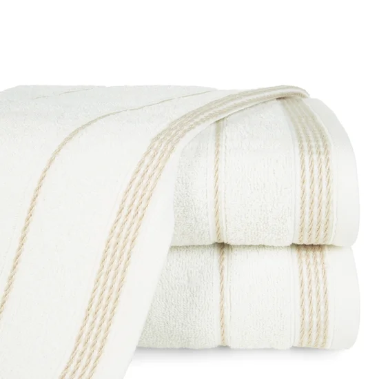 Ręcznik z bordiurą w formie sznurka - 50 x 90 cm - kremowy