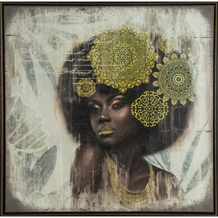 Obraz AFRO 2 nadruk na płótnie w ciemnej ramie Obraz AFRO 2 nadruk na płótnie w ciemnej ramie - 60 x 60 cm