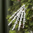Gałązka dekoracyjna świąteczna z listeczkami zdobiona brokatem - długość 68 cm - biały 1