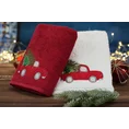 Ręcznik świąteczny SANTA 22  bawełniany z aplikacją z samochodem i choinką - 70 x 140 cm - biały 6